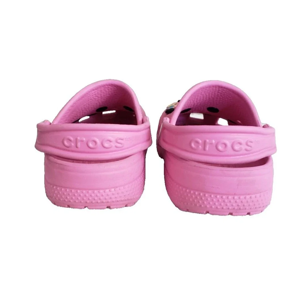 Crocs Classic Clog Junior Size  J1 Taffy Pink Kids Slip on Shoes Mickey & Minnie